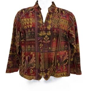 Coldwater Creek Fleur Des Lis Vintage Tapestry Jacket. PXL